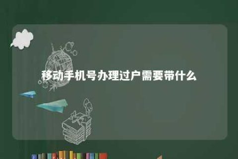 移入手机号治理过户需要带什么